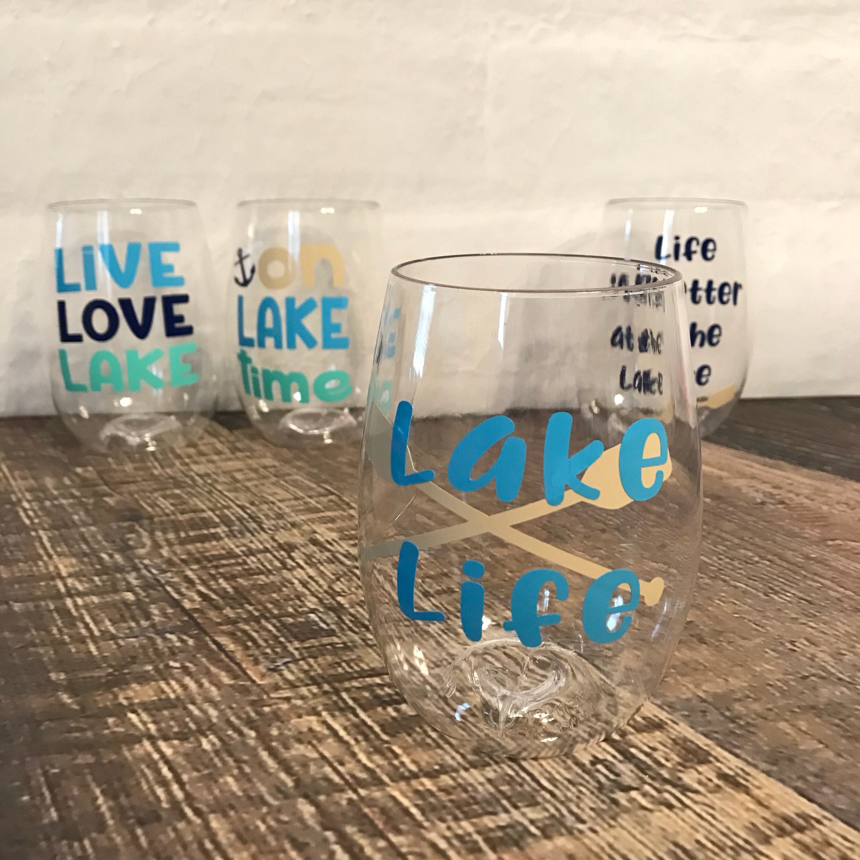 Lake Wine Glass Shatterproof Wine Glass Stemless Wine Glass Etsy