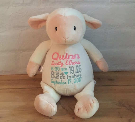 Im the Little Sister Lamb Teddy Sheep Personalise with Name on Rear New Baby Sibling Gift
