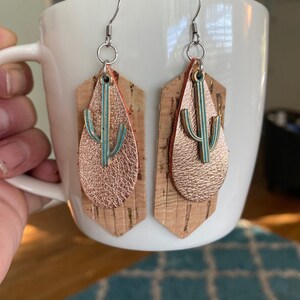 Southwestern Leather Cactus Earrings