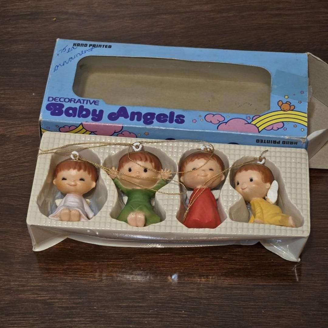 Vintage Christmas Baby Angels Ornaments With Box Etsy Vintage Christmas Baby Angels Ornaments With Box Etsy