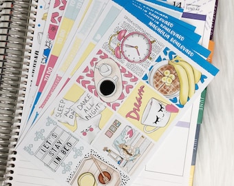 Preppy Chic VERTICAL Weekly Kit  140 Matte Planner Stickers  Perfect for your Erin Condren Life Planner  WKV0230