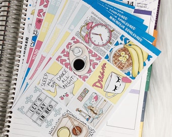 Preppy Chic VERTICAL Weekly Kit 140 Matte Planner Stickers Perfect for your Erin Condren Life Planner WKV0230