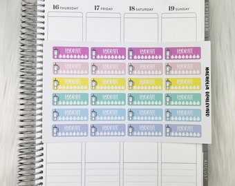 Pastel Hydrate Water Tracker Planner Stickers - Stanley Cup - Functional Stickers