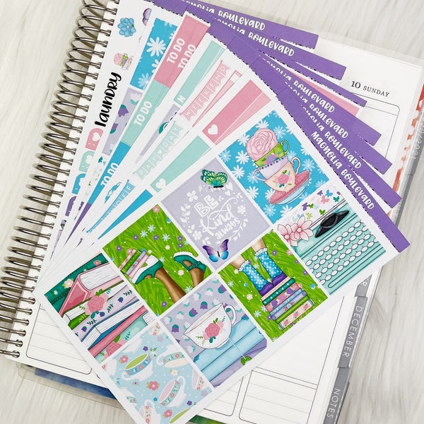 Books and Tea - Vertical Weekly Planner Sticker Kit
