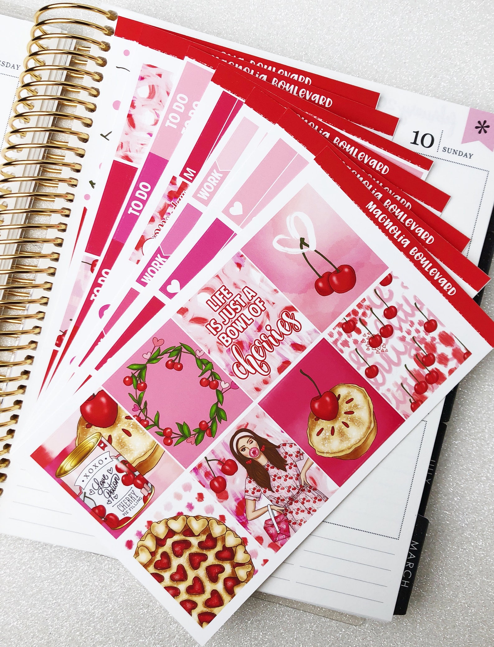 Cherry - Vertical Weekly Planner Sticker Kit - Etsy