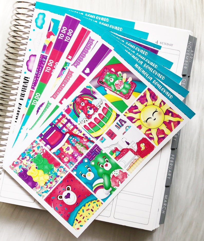 Rainbow Bears - Vertical Weekly Planner Sticker Kit - Etsy