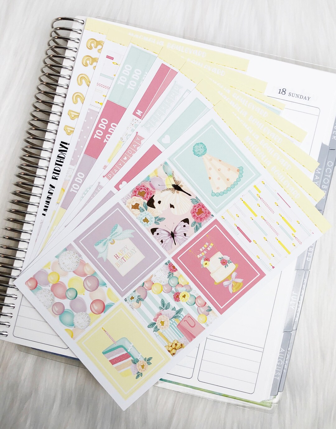 Birthday - Vertical Weekly Planner Sticker Kit - Etsy