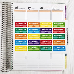 Rainbow Heart Work Labels - Perfect for your Erin Condren Life Planner, Happy Planner, Hobonichi, etc.