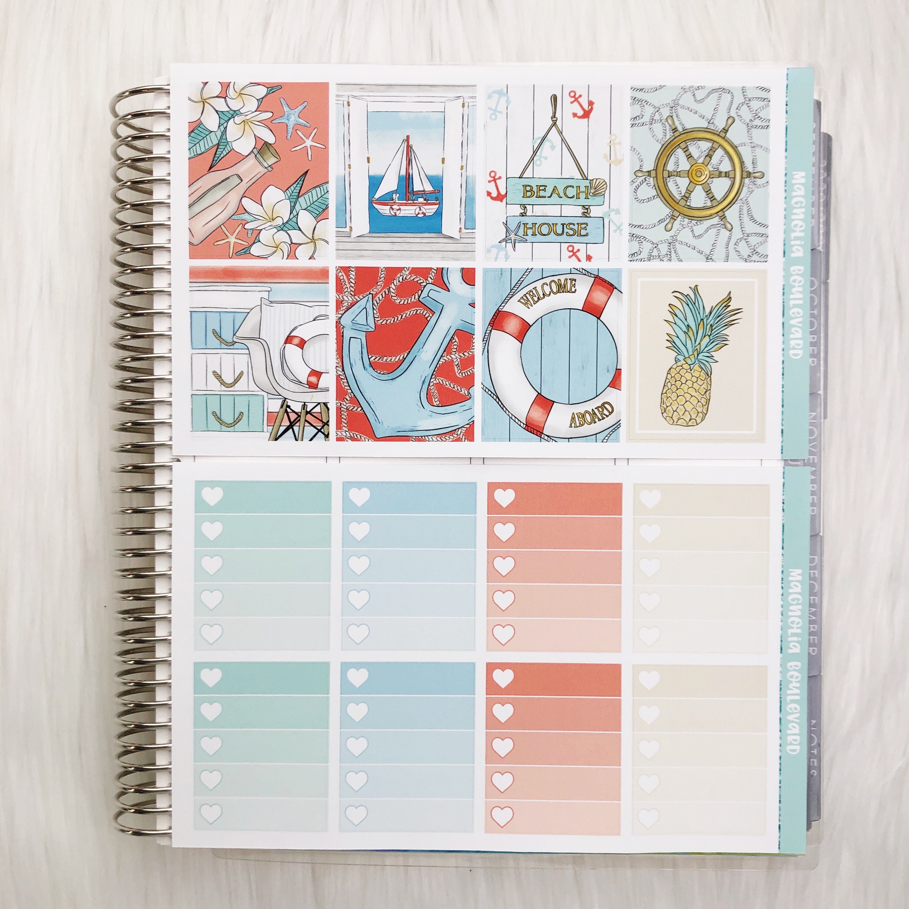 Coastal - Vertical Weekly Planner Sticker Kit - Etsy