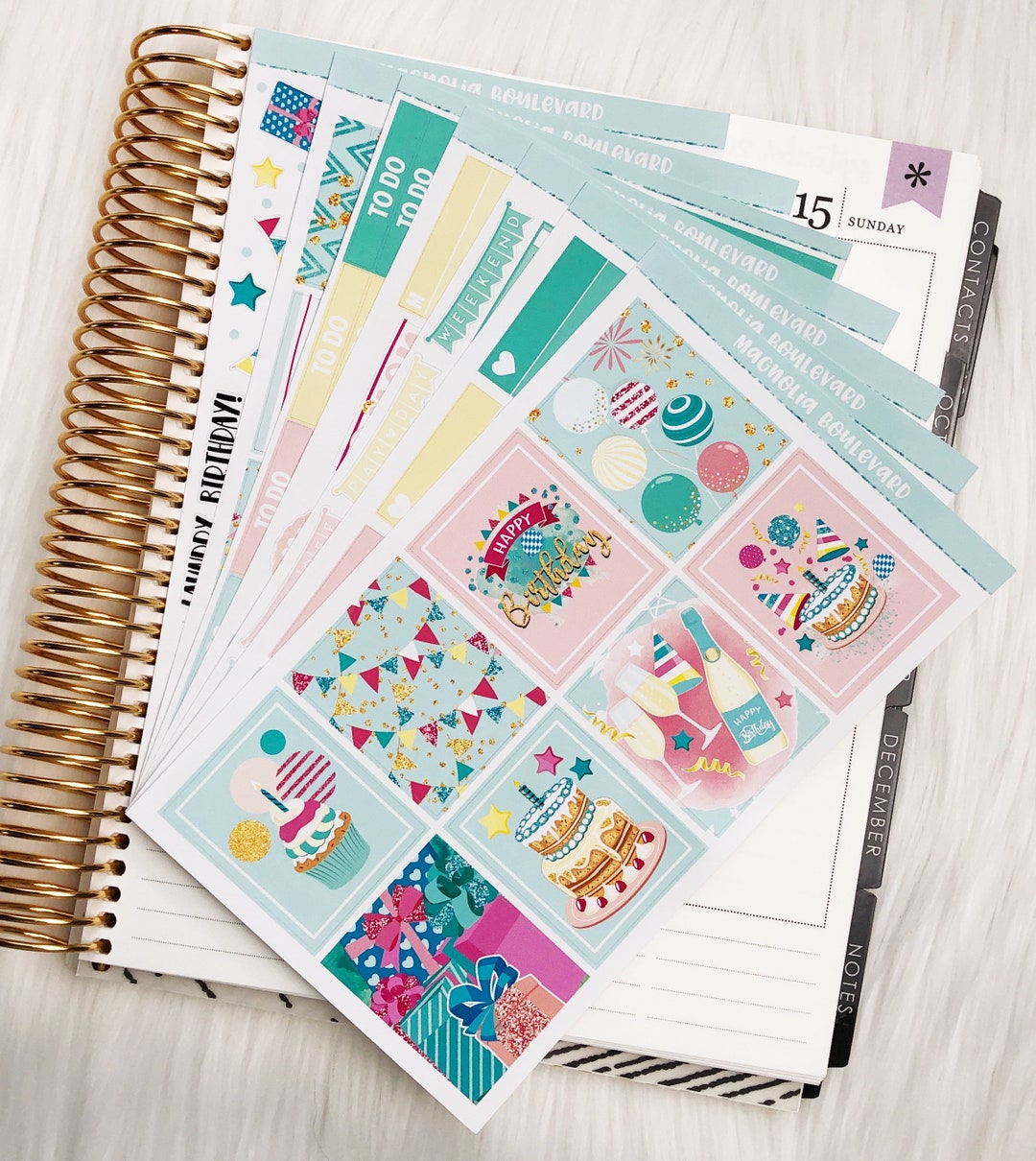 Pastel Birthday Vertical Weekly Planner Sticker Kit - Etsy
