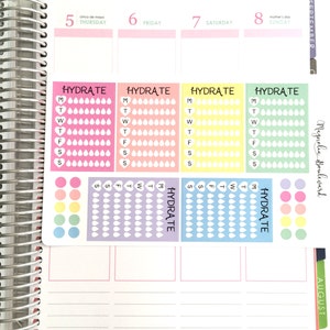 Pastel Hydrate Stackable Sidebar Checklist Planner Stickers! Perfect for your Erin Condren Life Planner!