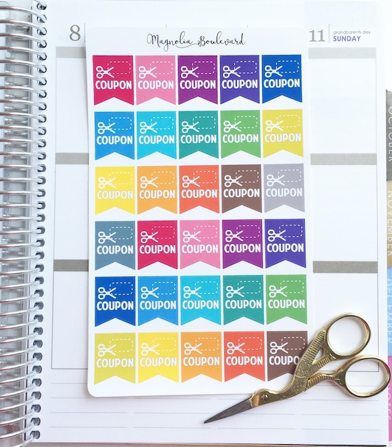 Coupon flag functional planner stickers! perfect for your ec life planner,  day designer, inkwell press planner, calendar, filofax, etc!