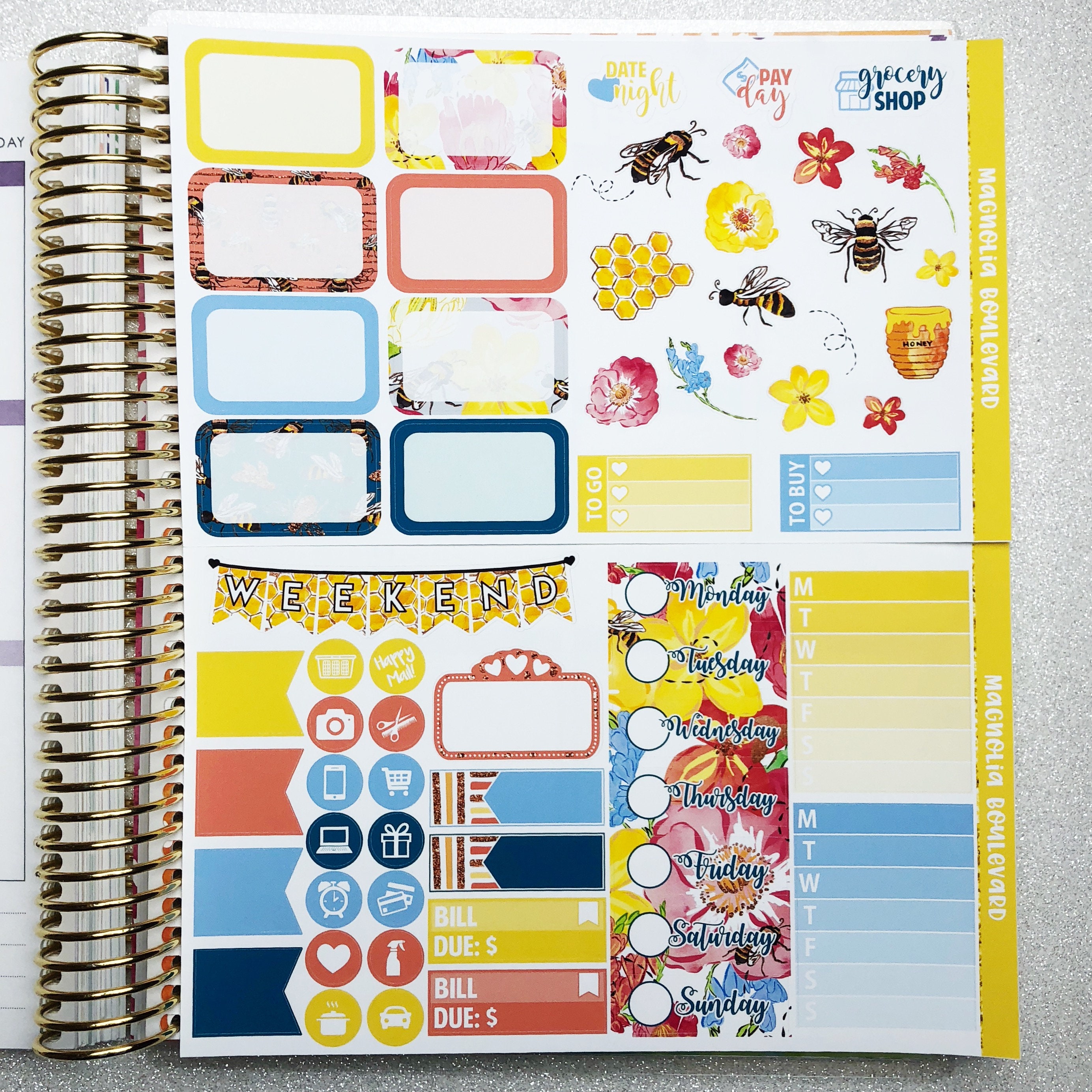Honey Bee Weekly Planner Sticker Kit Perfect for your Erin | Etsy