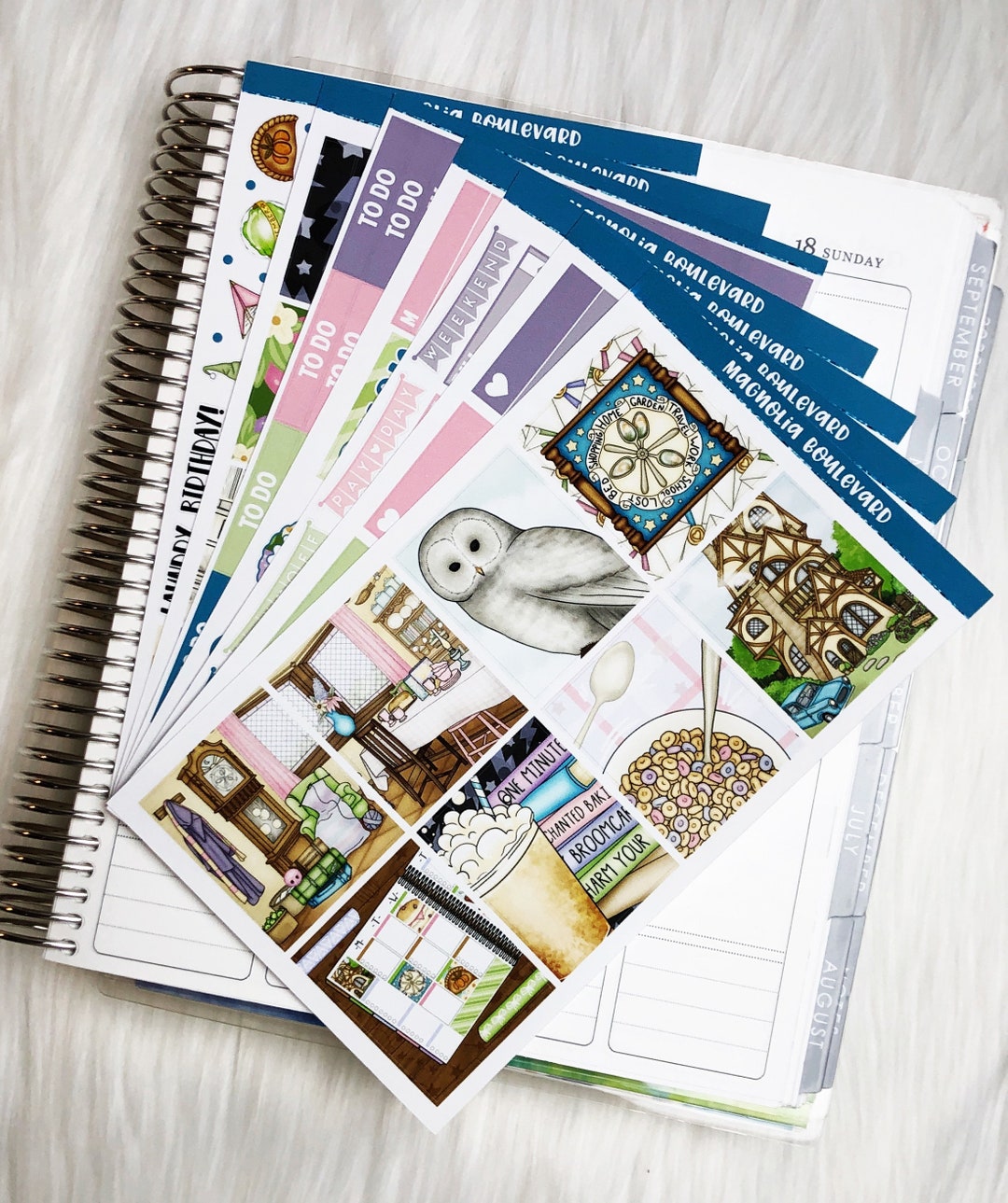 Owl - Vertical Weekly Planner Sticker Kit - Etsy