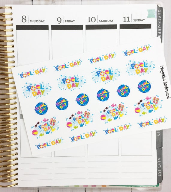 Pool day planner stickers! perfect for your ec life planner, inkwell press,  day designer, calendar, etc.