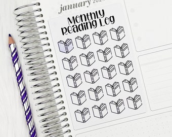 Monthly Reading Log Planner Sticker - Journaling Sticker - Planner Sticker - Reading Goal Tracker