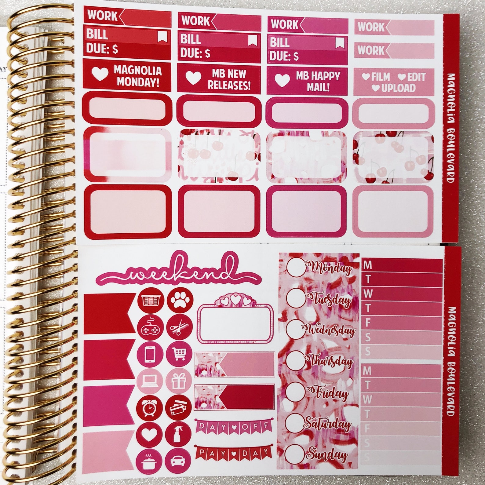 Cherry - Vertical Weekly Planner Sticker Kit - Etsy