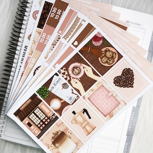 Coffee Date - Vertical Weekly Planner Sticker Kit