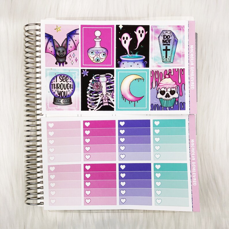 Pretty Creepy Halloween Sticker Kit Vertical Weekly - Etsy
