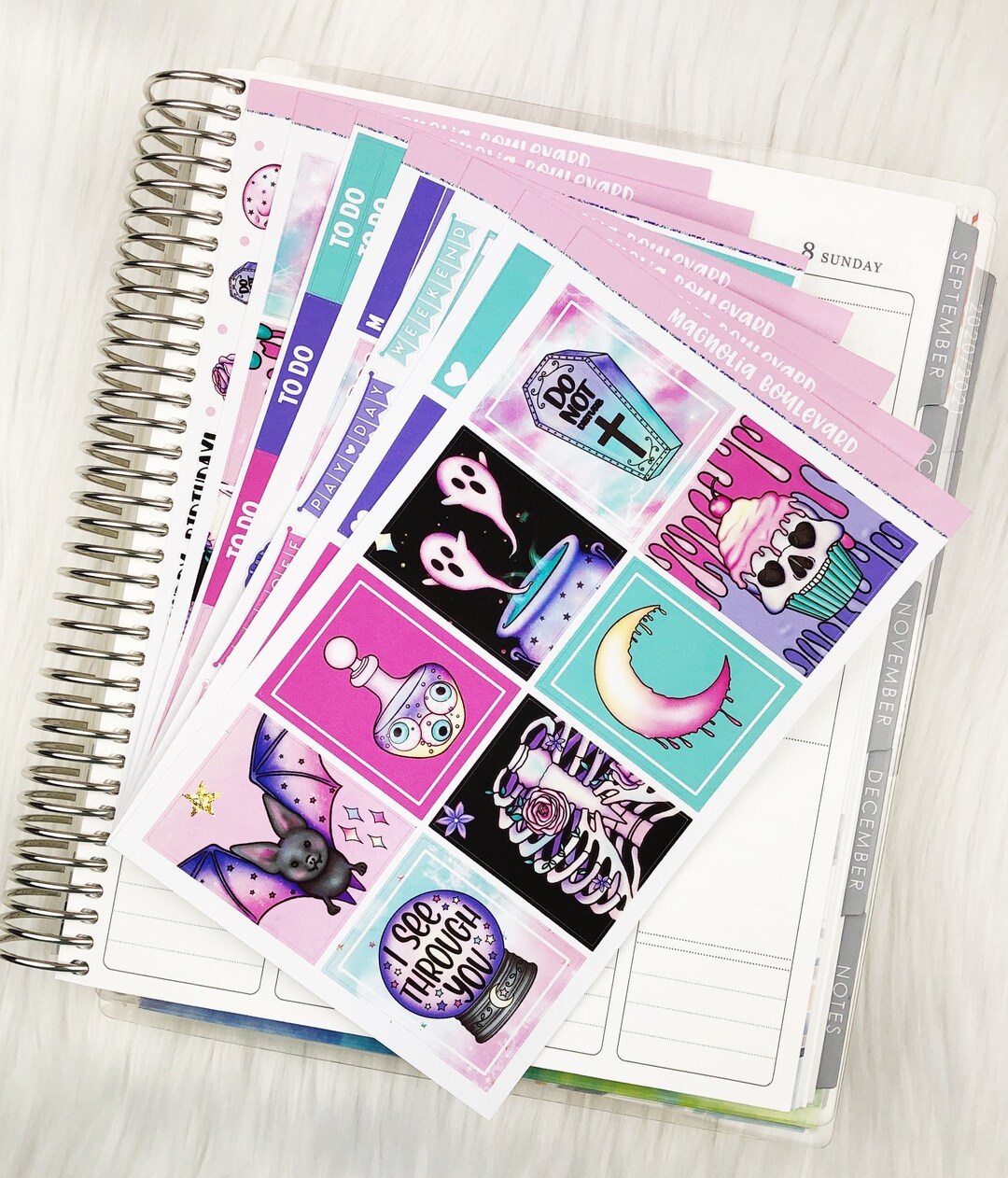 Pretty Creepy - Halloween Sticker Kit - Vertical Weekly Planner Sticker ...