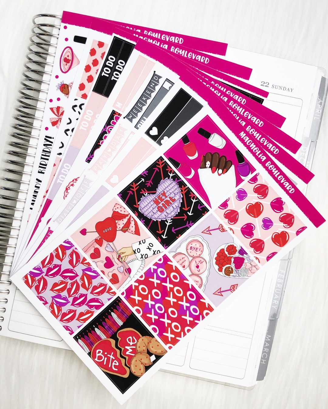 V-day - Vertical Weekly Planner Sticker Kit - Etsy