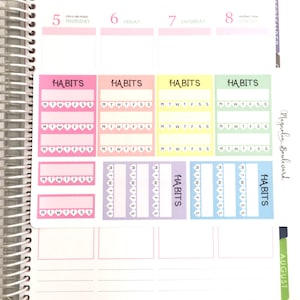 Pastel Habits Stackable Sidebar Checklist Planner Stickers! Perfect for your Erin Condren Life Planner!