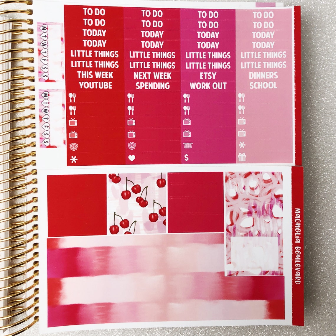 Cherry - Vertical Weekly Planner Sticker Kit - Etsy