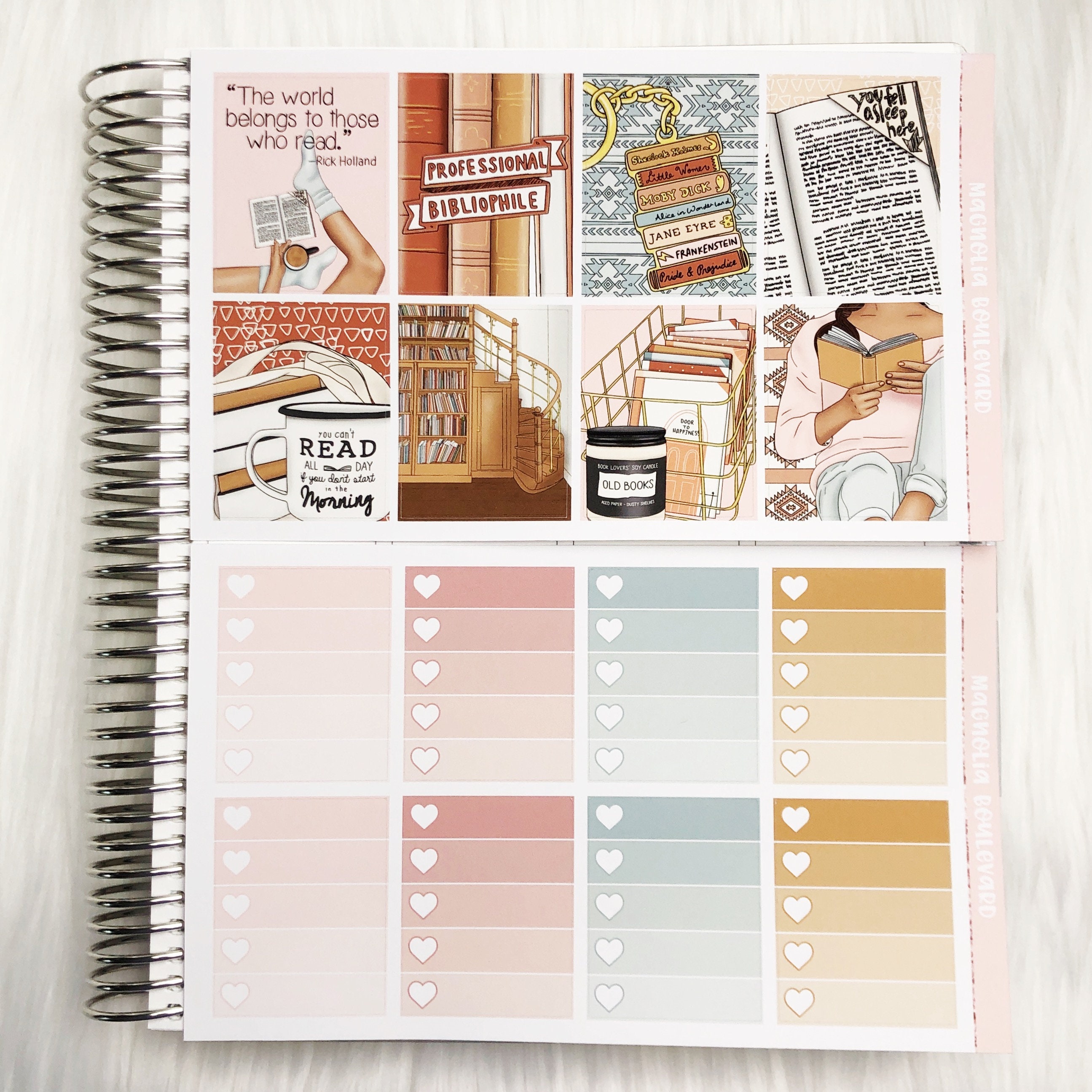 Bibliophile - Vertical Weekly Planner Sticker Kit - Etsy