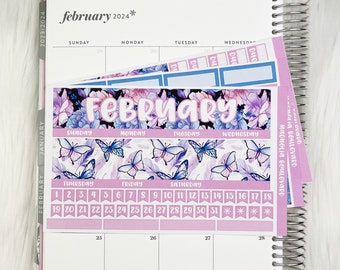 February Monthly Kit - EC Monthly Planner Sticker Kit - 7x9 Life Planner Stickers