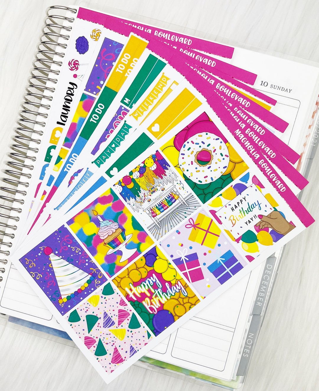 Bright Birthday - Vertical Weekly Planner Sticker Kit - Etsy