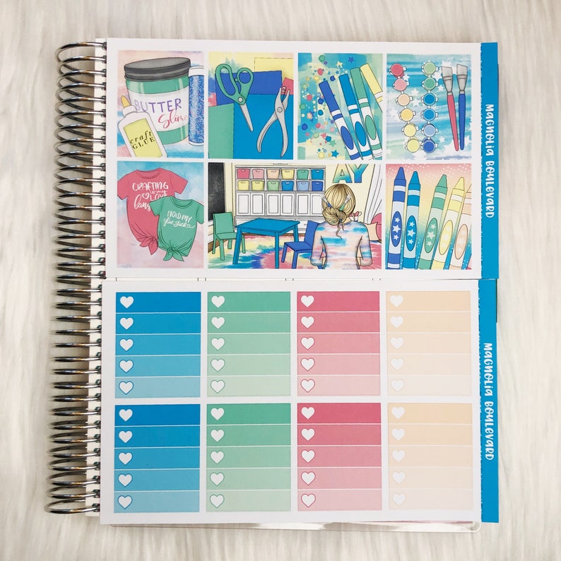 Crafty - Vertical Weekly Planner Sticker Kit - Etsy