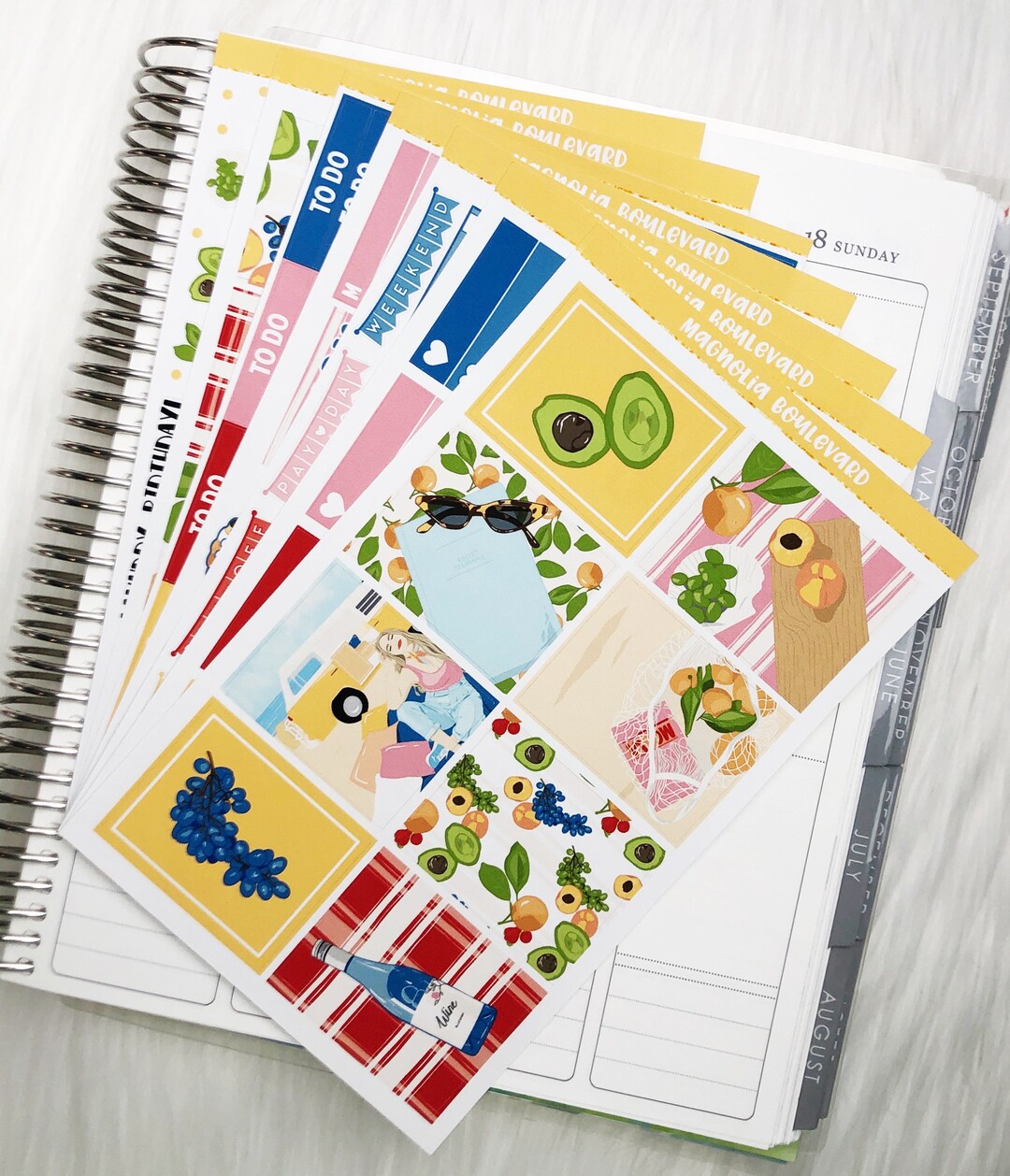 Summer Picnic Vertical Weekly Planner Sticker Kit - Etsy