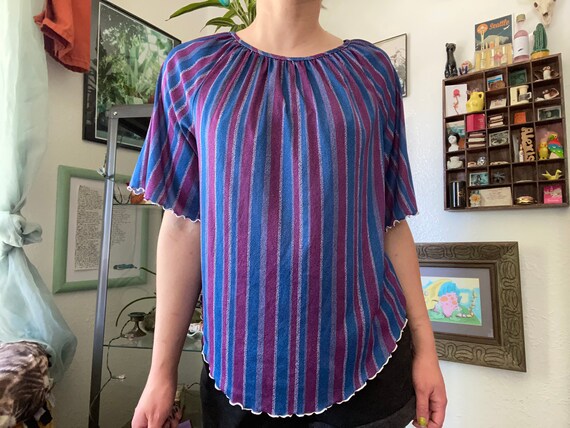 1970s Peasant Blouse Floral Bishop Sleeve Blouse