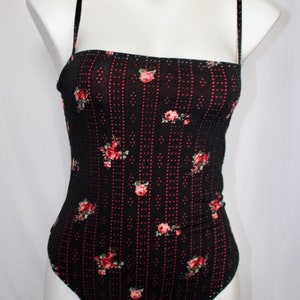 Black floral mesh one piece