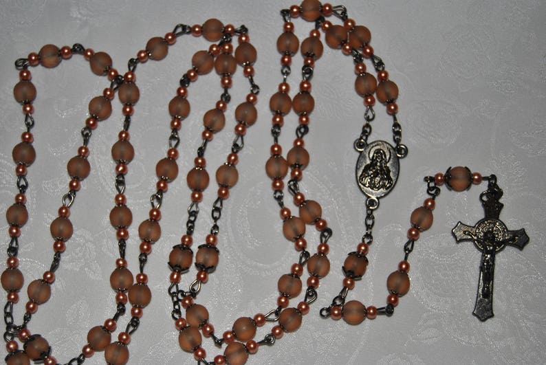 Frosted Glass Peach Rosary image 2