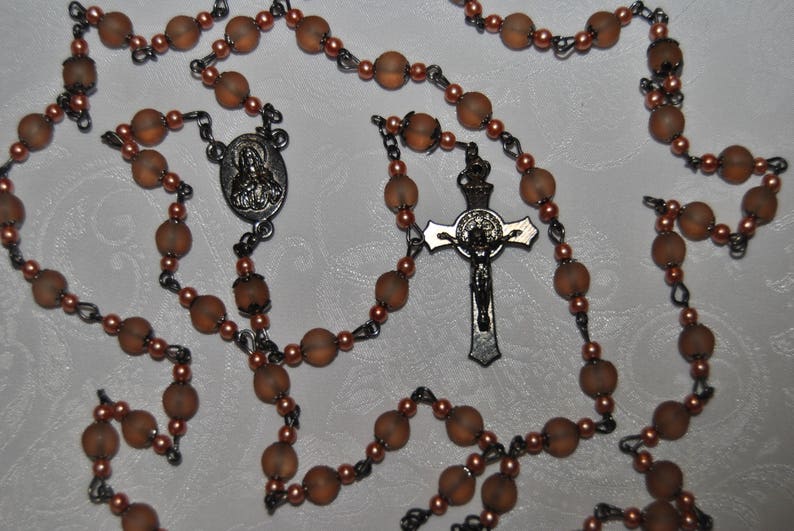 Frosted Glass Peach Rosary image 1