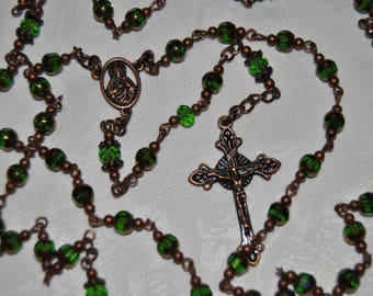 Sacred Heart of Jesus/Mary Copper Rosary