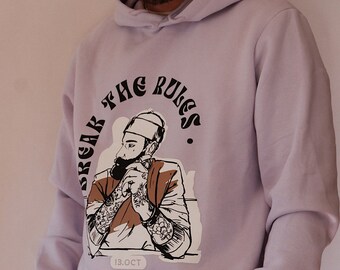 HOODIE parme "Break the rules " // Taille L