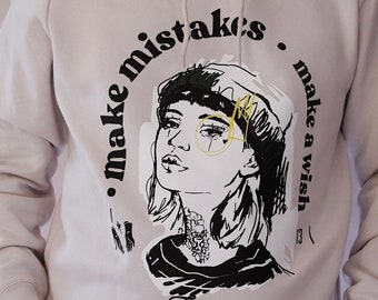 Hoodie Gris/vert "Make mistakes " // Taille L