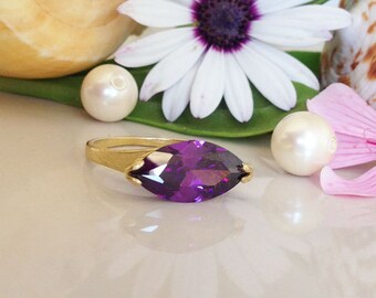 Amethyst Ring - lila Ring - Februar Geburtsstein - Gold Ring - Edelstein-Ring - Cocktail-Ring - Verlobungsring - Brautschmuck