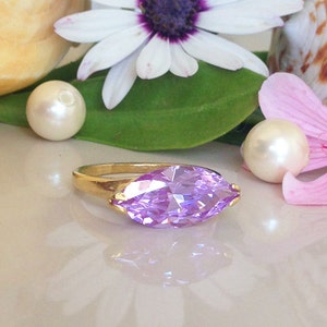 Lavender Amethyst Ring - Gold Ring - June Birthstone - Gemstone ring - Cocktail Ring - Bridal Jewelry - Faceted Ring