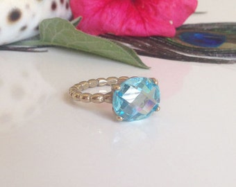 Blue Topaz Ring - December Birthstone - Gold Ring - Prong Ring - Gemstone Ring - Promise Ring - Topaz Jewelry