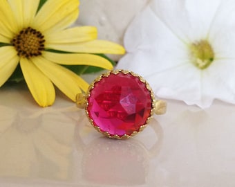 Anillo de turmalina - Tourmaline rosa - anillo de corona redonda - anillo de oro - anillo de compromiso - tourmalina rosa cortada - anillo de promesa