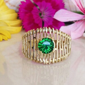Emerald Ring - May Birthstone - Gemstone Ring - Gold Ring - Faceted Ring - Bridal Gift - Prong Setting Ring - Delicate Ring