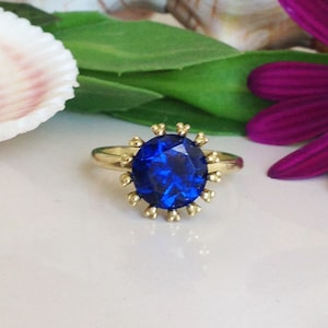 Sapphire Ring - Royal Blue Ring - Navy Blue Sapphire - Gold Blue Ring - Gemstone Ring - Engagement Ring - September Birthstone