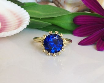 Sapphire Ring - Royal Blue Ring - Navy Blue Sapphire - Gold Blue Ring - Gemstone Ring - Engagement Ring - September Birthstone