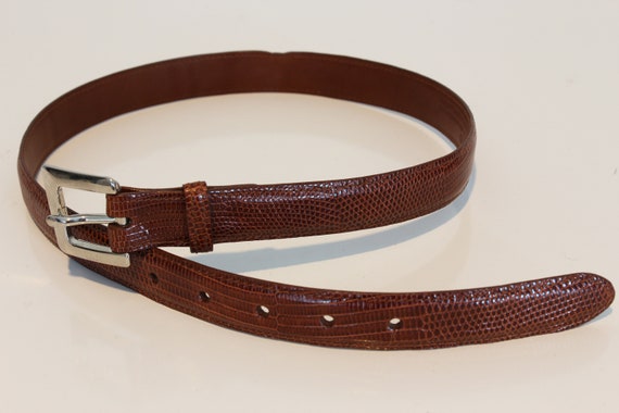 Ceinture Femme En Vrai Lézard Marron - Taille L - Fabriquée En Argentine - Occasion Excellent état