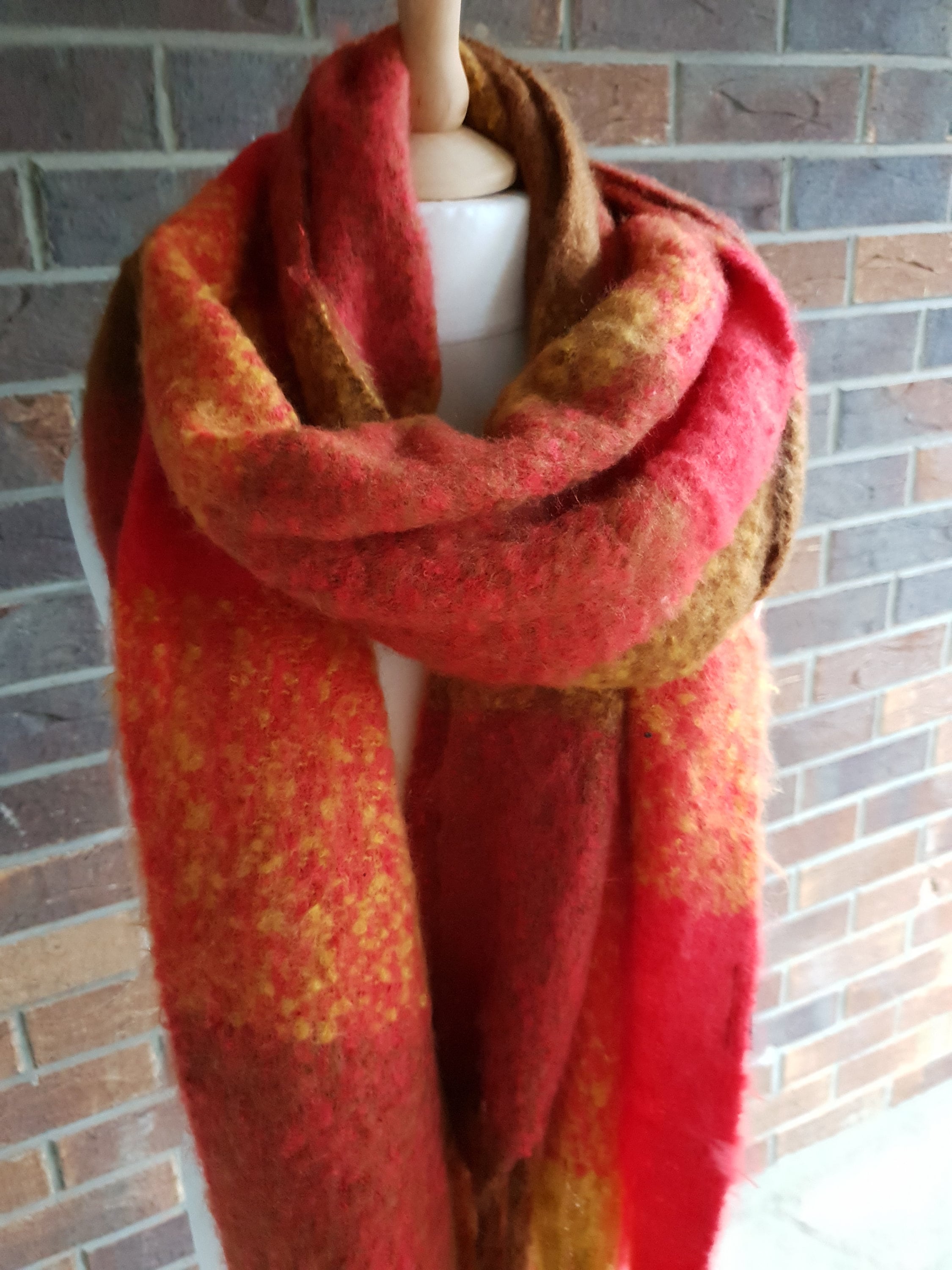 Plaid Check Winter Fluffy Thick Blanket Scarf Wrap Mustard/ Etsy UK