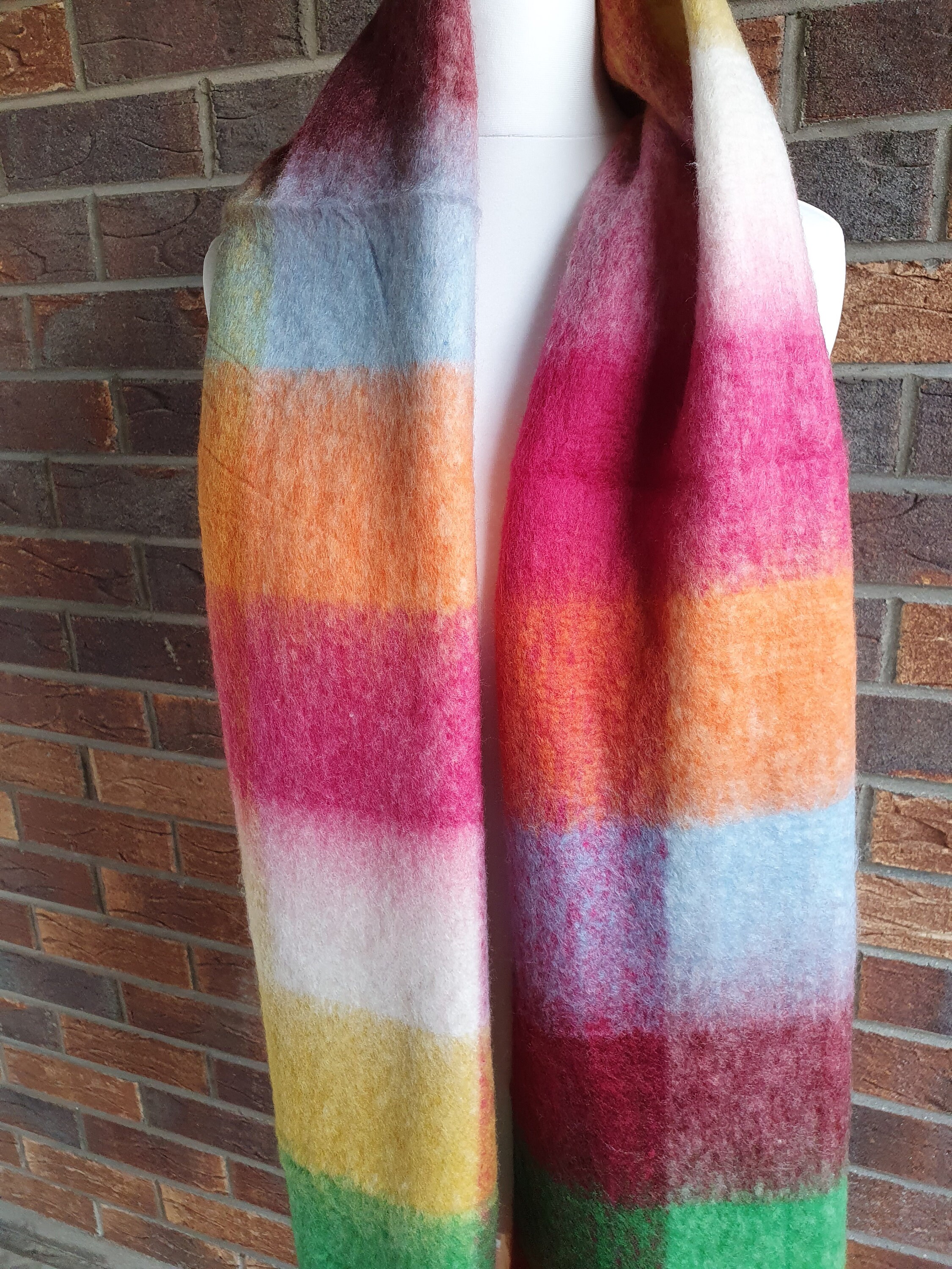 Plaid Check Winter Fluffy Thick Blanket Scarf Wrap Cerise Etsy UK