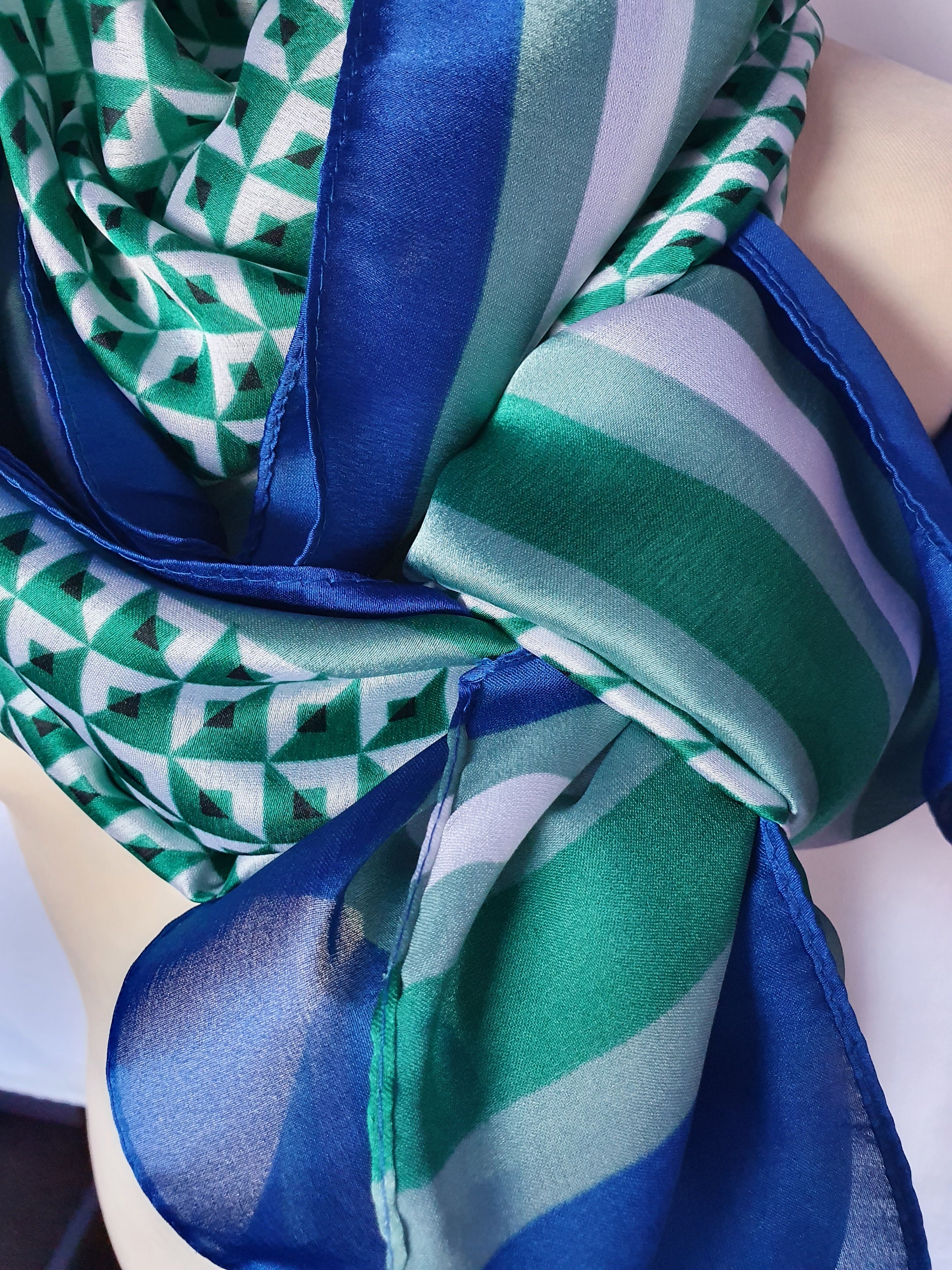 Silky soft blue green scarf. Etsy